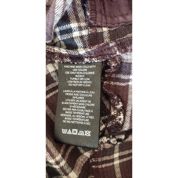 NEW FREE PEOPLE HUDSON CANYON CHARCOAL COMBO SLOUCHY PLAID COTTON PANTS MEDIUM - Picture 11 of 12